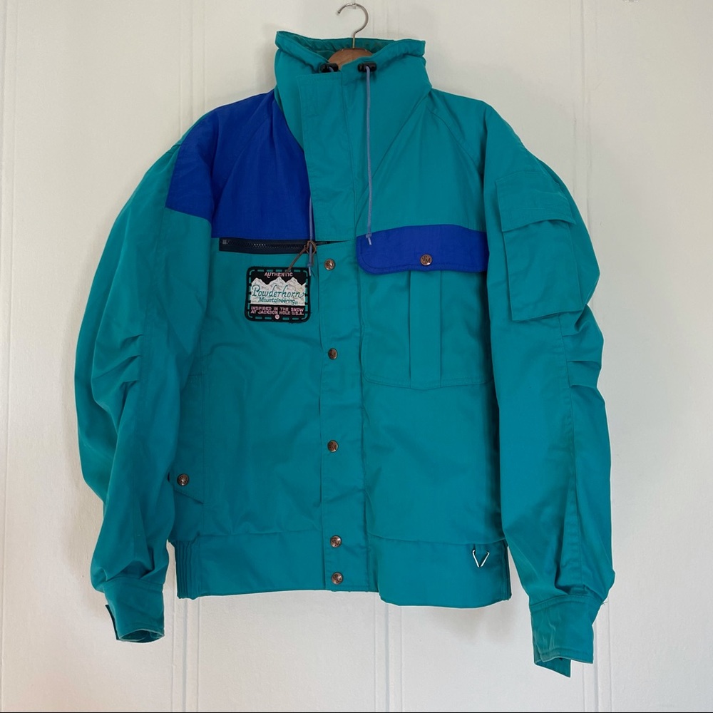 Vintage Powderhorn Mountaineering Down Jacket, Teal, Size ML